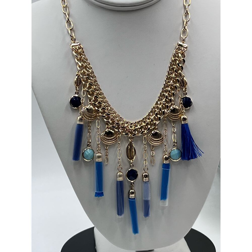 Lilly Pulitzer Seaside Tassel Bib 
Statement‎ Necklace Capri Teal $88 New - Picture 5 of 12